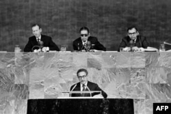 Kissinger, U.S. secretary of state at the time, at the United Nations in New York City on September 24, 1973.