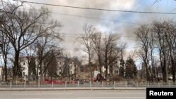 Historic Mariupol Theater, Sheltering Ukrainian Civilians, Hit By Air Strike