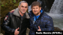 Chechen leader Ramzan Kadyrov (right) poses with Nazhud Guchigov, whose marriage to a 17-year-old schoolgirl raised eyebrows for a variety of reasons.