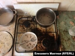 The kitchen in an officers' accommodation facility.