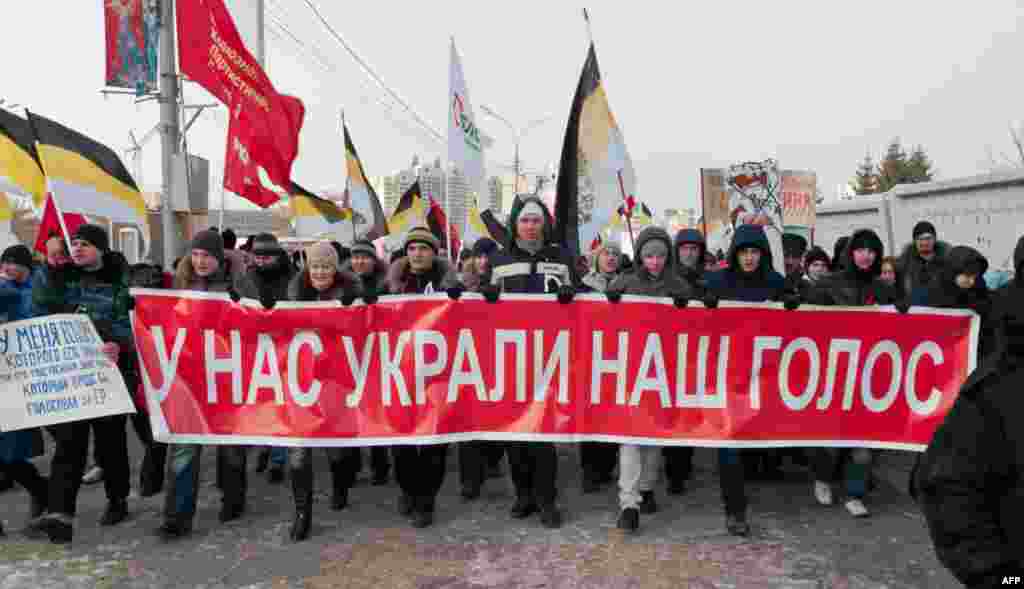 In the Siberian city of Novosibirsk, the protests were smaller.