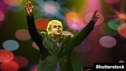 Elton John performing in Kyiv in June 2012 to raise awareness for Ukraine's AIDS epidemic.