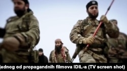 Militants allegedly from Kosovo, Serbia, and other Balkan states in an Islamic State propaganda film