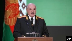 Belarusian leader Alyaksandr Lukashenka speaks in Minsk on February 20.