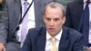 British Foreign Secretary Dominic Raab answers questions on government policy on Afghanistan during a meeting of the Foreign Affairs Committee in London on September 1.