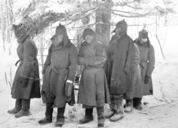 Wounded and freezing Red Army soldiers after capture in February 1940.