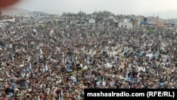 Thousands of people attended a Pashtun Tahafuz Movement rally in Miramsha, North Waziristan, on November 15, 2020. 