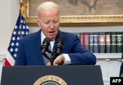 U.S. President Joe Biden delivers remarks on the bipartisan bill to fund the government, at the White House in Washington, D.C., on October 1.