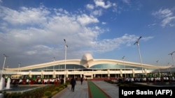 The entrance to the multibillion dollar Ashgabat airport.