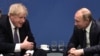 British Prime Minister Boris Johnson (left) speaks with Russian President Vladimir Putin during a conference in January 2020.