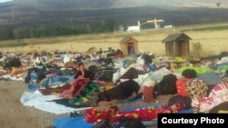 Yazidi refugees on the border between Bulgaria and Turkey on July 1, 2015. 