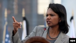 U.S. Secretary of State Condoleezza Rice in Tbilisi on August 15