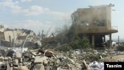 Rubble from some of the buildings hit by the air strikes in Syria.