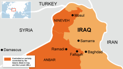 Map of territories in Iraq occupied by ISIS as of June 10