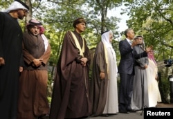 U.S. President Barack Obama speaks after hosting a working session of the six-nation Gulf Cooperation Council (GCC) at Camp David in Maryland on May 14.