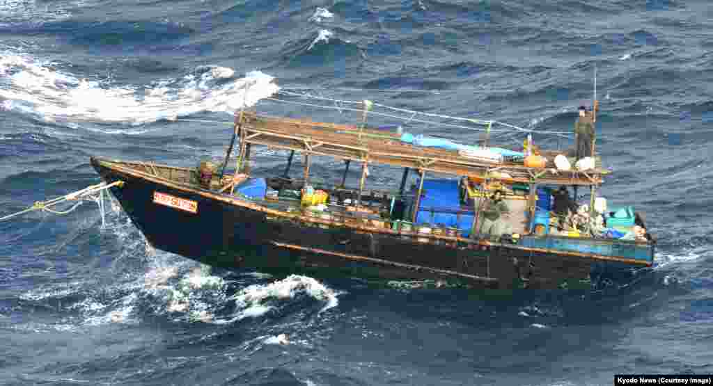 Fishing is a major industry in North Korea, but most of the country&rsquo;s deepwater vessels, like this one (pictured in the Sea of Japan in November 2017) are tragically underequipped.