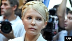 Yulia Tymoshenko at the beginning of her court hearing in Kyiv on June 24, 2011.