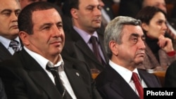 Armenian President Serzh Sarkisian (right) and Gagik Tsarukian, leader of the Bargavach Hayastan Party, in Yerevan in March