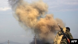 Russian soldiers in the village of Zemo Nikozi, some 15 kilometers from Tskhinvali, on August 11.