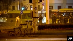 This image taken from the Associated Press footage filmed on August 10 shows a protester identified as Alyaksandr Taraykouski with a wound during a rally in Minsk after the Belarusian presidential election.