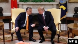 Former President Donald Trump (right) and Hungarian Prime Minister Viktor Orbán hold a meeting in the Oval Office of the White House in 2019.