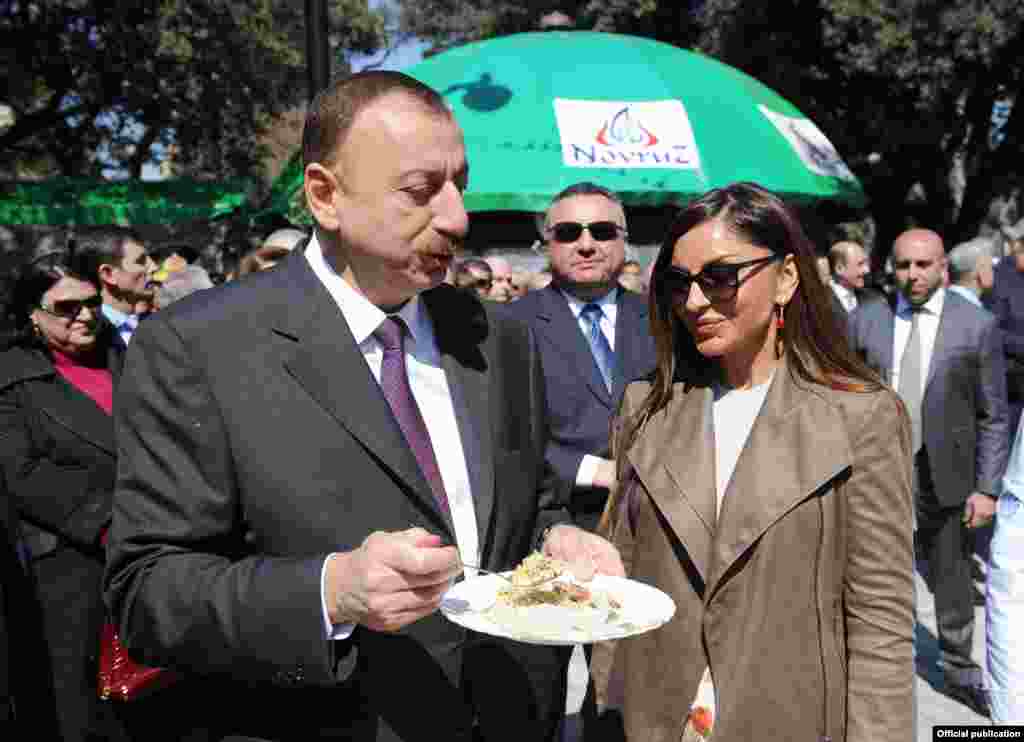 Ilham and Mehriban attending Norouz festivities in Baku.