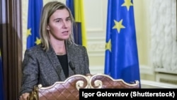 EU High Representative for Foreign Affairs Federica Mogherini in Kyiv in December