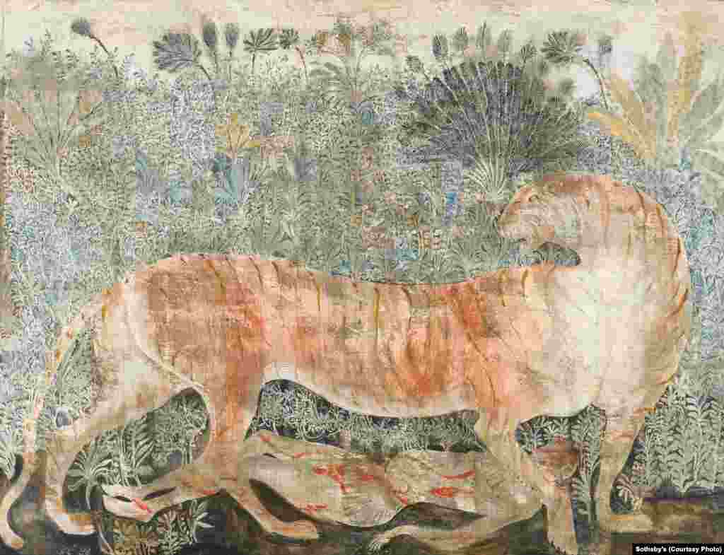 &ldquo;Maneater of Kumaon,&rdquo; a 2005 tempera painting by Georgia&rsquo;s Merab Abramishvili (1957-2006). It is one of nearly 50 works by artists from the Caucasus and Central Asia featured in a special exhbition at Sotheby&rsquo;s in London.