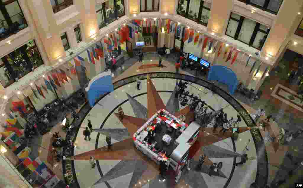 A general view of a main hall in the Central Election Commission headquarters in Moscow.