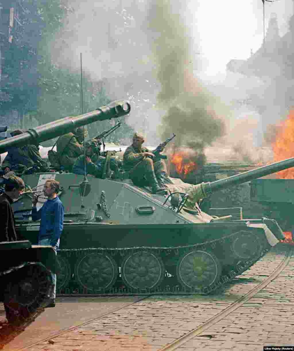 Even amid the mayhem, the people on the streets still had time for &quot;a little bit of Czech black humor,&quot; says Hajsky, pointing to the swastika that someone had pointedly etched on the side of the tank in the picture. &quot;The Russians really didn&#39;t like that!&quot;