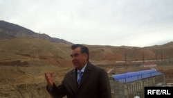 President Emomali Rakhmon opens the third agregate of Sangtuda-1 hydro-power station, Danghara district, Tajikistan