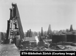 Oil Derricks in what was known as “the black city,” a few kilometers outside of Baku