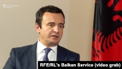 A screen grab from RFE/RL's interview with Albin Kurti, who is widely expected to be Kosovo's next prime minister. 