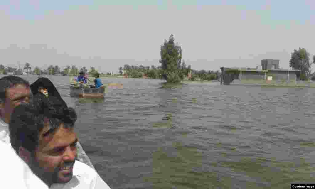 Local residents had to use boats to travel around.