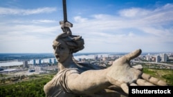 The 85-meter Motherland Is Calling statue dominates the Mumayev Kurgan memorial complex to the Battle of Stalingrad in Volgograd.