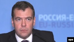 Russian President Dmitry Medvedev urged the EU to back his plans for a new 'security architecture' 