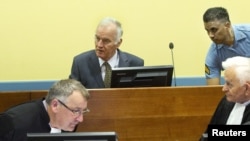 Former Bosnian Serb army commander Ratko Mladic at his trial at the International Criminal Tribunal for the former Yugoslavia in The Hague on May 16.