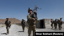 U.S. troops patrol at an Afghan National Army base in Logar Province. (file photo)