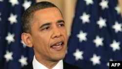 U.S. President Barack Obama speaks at the State Department in Washington on May 19.