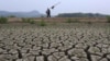 A Chinese fisherman walks beside the partially dried-up Guihu Lake in Anhui Province.