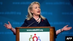 U.S. Secretary of State Hillary Clinton speaks at the 19th International AIDS Conference in Washington, D.C.