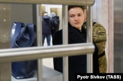 Savchenko arrives for questioning by the Ukrainian Security Service (SBU) in Kyiv on March 15.