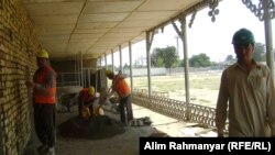 Workers in the northern Afghan city of Sheberghan constructing the first park in the area that will be exclusively for women. 