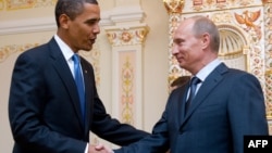 U.S. President Barack Obama and Russian Prime Minister -- and now president-elect -- Vladimir Putin during a meeting near Moscow in July 2009