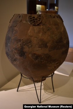 Possibly a Neolithic qvevri used for brewing wine, on display at the Georgian National Museum.