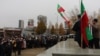 Tatar activists gather to mark the 25th anniversary of the Constitution of the Republic of Tatarstan in Kazan on November 6.