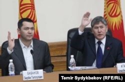 Sharshenbek Abdykerimov backed Omurbek Babanov (left) over President Almazbek Atambaev (right), before he realized his mistake.