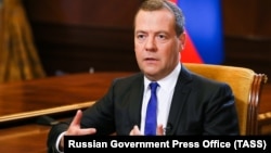 Russian Prime Minister Dmitry Medvedev has also slammed the new U.S. sanctions. (file photo)