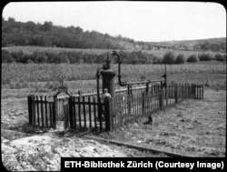 A fenced-off gas well in Saros pe Tarnave in Transylvania