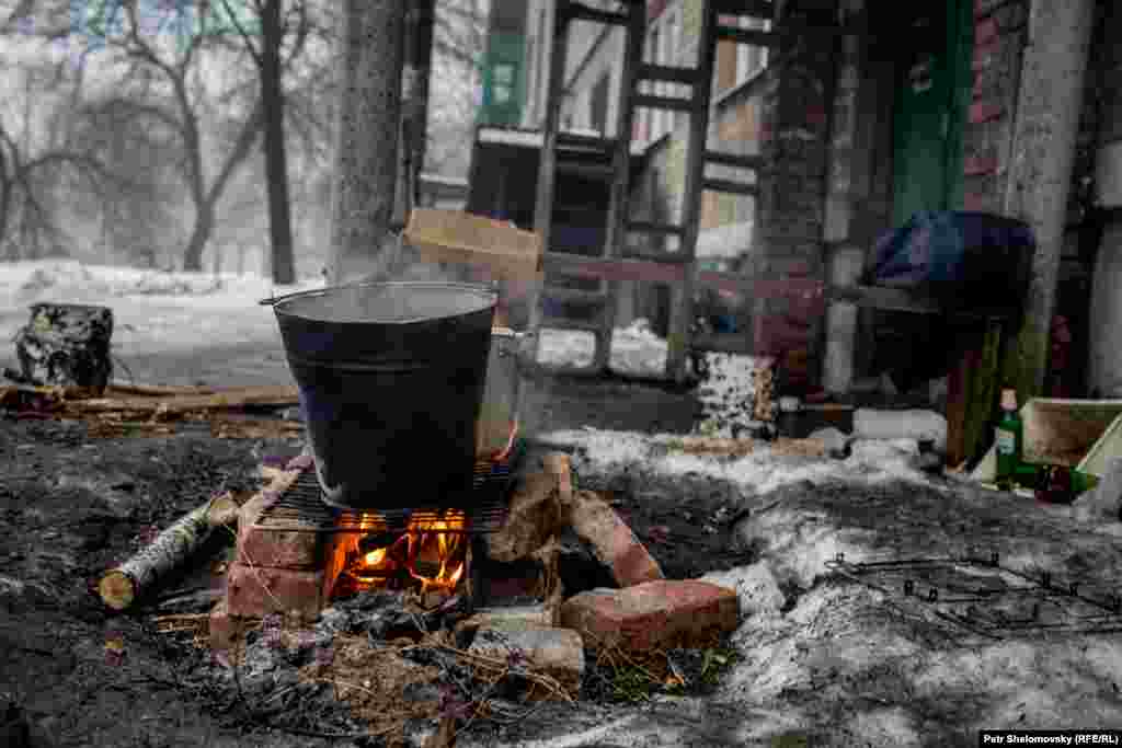 Snow melted over a fire provides another source of water.